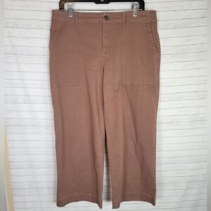 LOGO by Lori Goldstein Stretch Twill Boyfriend Crop Wide-Leg Pants, sz 14